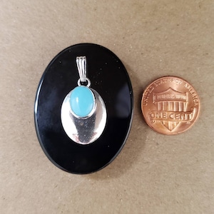 Small Silver Concho Turquoise Necklace Pendant | Sterling Silver Turquoise Pendant | Southwest Pendant | Small Turquoise Pendant Made in USA