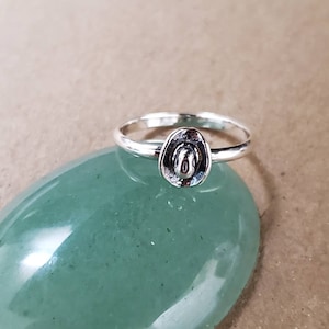Q925 Small Western Cowboy Hat Ring | Lady Ring Size 6 to 9 US | Small Hat on Ring | Solid Ring | Simple Ring | Sterling Silver Cowgirl Hat