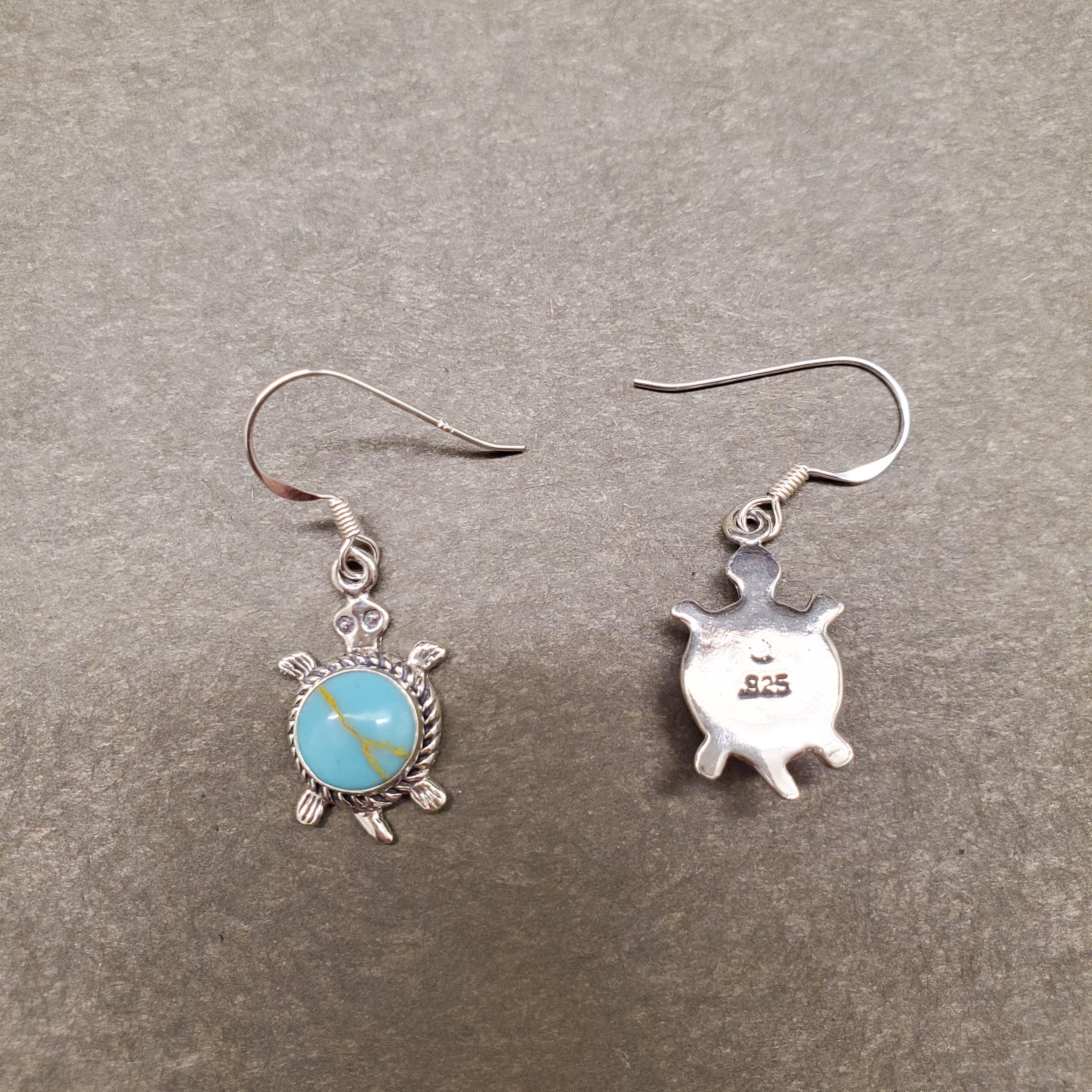 ZZ-116 | 上品なターコイズ ダングル イヤリング、南西部の