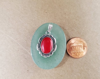 Lovely Silver Red Coral Necklace Pendant Without Chain | Sterling Silver Red Coral Pendant | Southwestern Jewelry | Silver Red Coral Pendant