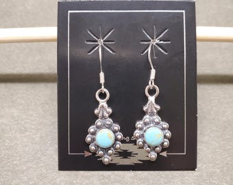 ZZ-111 | Dainty Turquoise Dangle Earrings, Southwestern Turquoise Earrings, Sterling Silver Turquoise Earrings, Turquoise Drop, Gift For Her