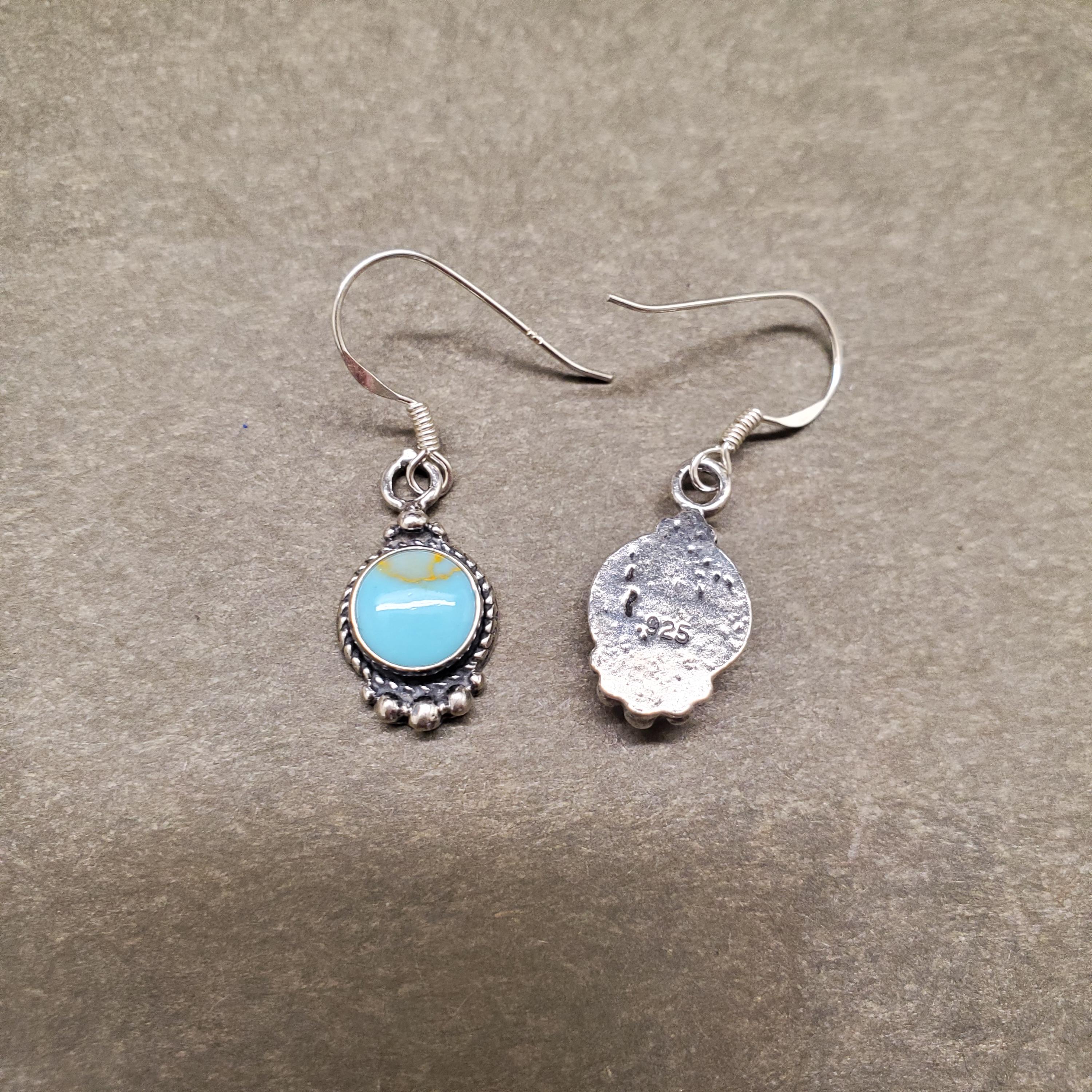 ZZ-086 | 上品なターコイズダングルイヤリング、南西部風ターコイズ