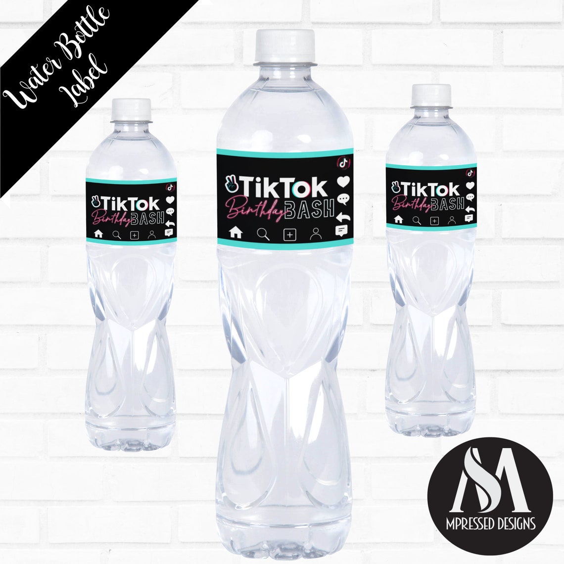 Tiktok Inspired Water Bottle Labels, Tik Tok Party Favors, Instant