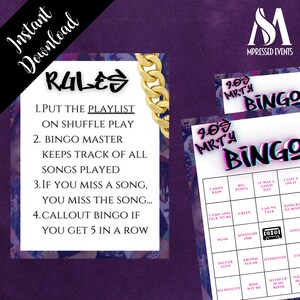 90er Jahre Thema Bingo Karten / Instant Download / Haus Partei Flashback / druckbare 1990er Jahre Throwback Party Bingo / digitale Datei