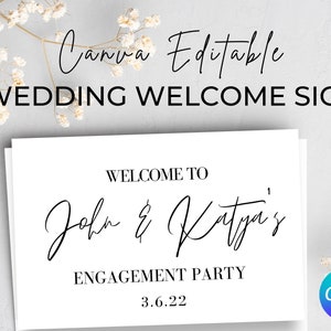 Enagement Party Welcome Sign Template,Classic Editable Welcome To Our Engagement Party Sign| Canva Editable Template| INSTANT Download