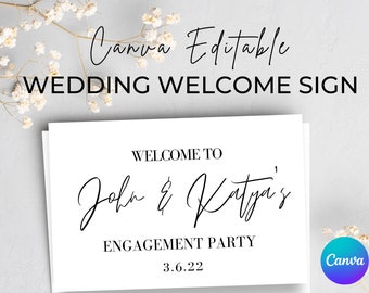 Enagement Party Welcome Sign Template,Classic Editable Welcome To Our Engagement Party Sign| Canva Editable Template| INSTANT Download