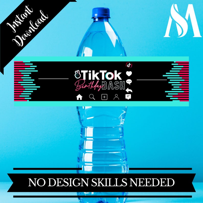 TikTok Inspired Water Bottle Labels Tik Tok Party Favors