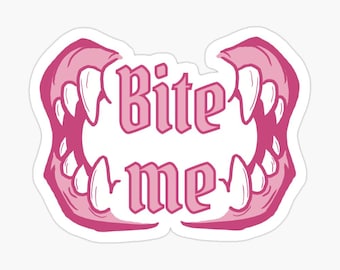 Vampire Fangs “Bite Me” Glossy Sticker