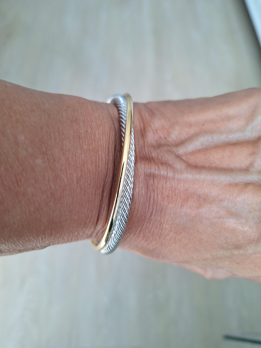Two Tone Color Bracelet. Cuff Bracelet. - Etsy