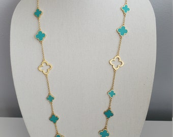 Turquoise Clover Necklace - Etsy