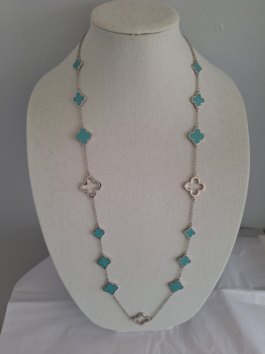 CLOVER SILVER FULL DIAMOND BIG CLOVER NECKLACE