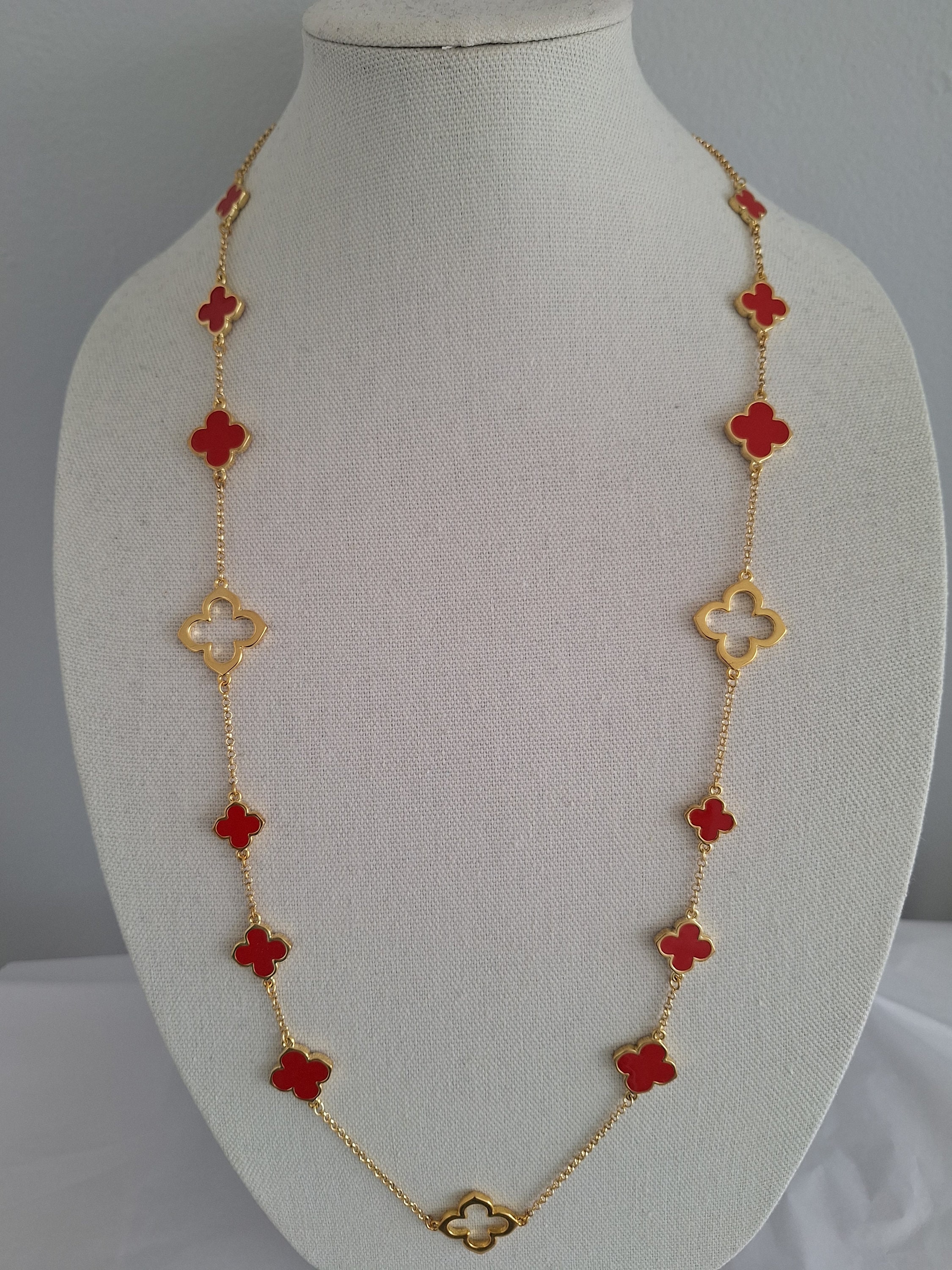 Van Cleef Dupe Red Necklace