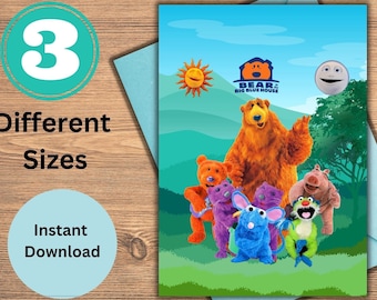 Thank you card Bear In The Big Blue House Instant download invite party supplies