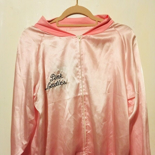 Grease lightening pink ladies 1950s costume jacket/cardigan size medium hen do fancy dress outfit