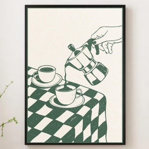 Vintage Coffee Club Küchendruck Küchenplakat Kaffeedruck Handgezeichnet Küchendruck Freund Geschenk, Kaffeeliebhaber Küche Wandkunst Kaffeekunst