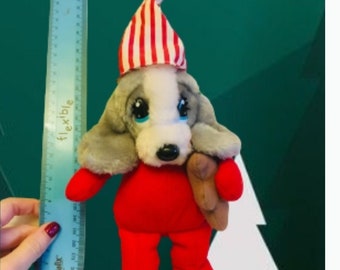 SAD SAM HONEY Christmas Gift for Women,intage Applause Plush Dog Perfect Christmas gift idea in night cap and holding teddy