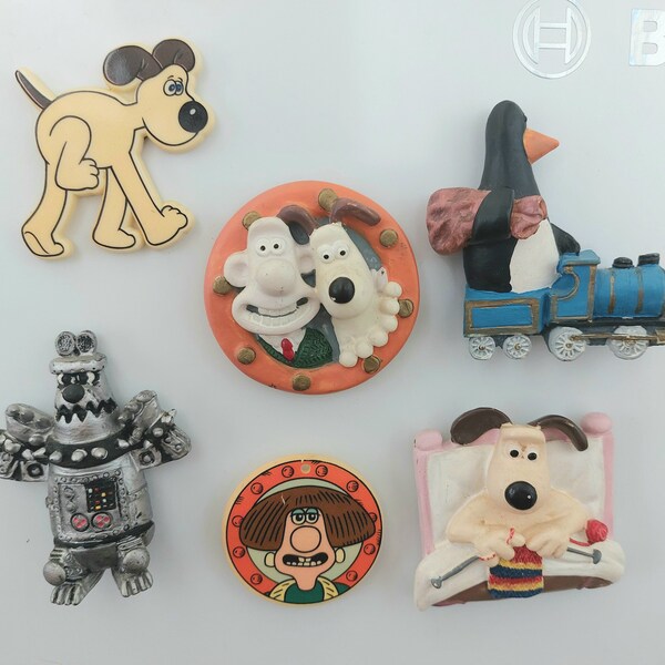 Vintage Wallace and Gromit fridge memo board magnet bundle fridge magnets feathers shaun the sheep wallace and gromit nostalgic gift idea