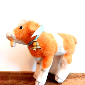 Steiff Cosy Little Calf vintage plush cow antique cow retro Teddy bear steiff cow with baby blue ribbon and bell