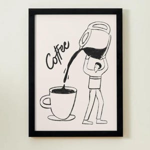 Coffee Club Küche Druck, Küchen Poster, Kaffee Druck, Handgezeichnete Küche Druck, Geschenk für Freunde, Kaffeeliebhaber, Küchen Wandkunst, Kaffee Kunst