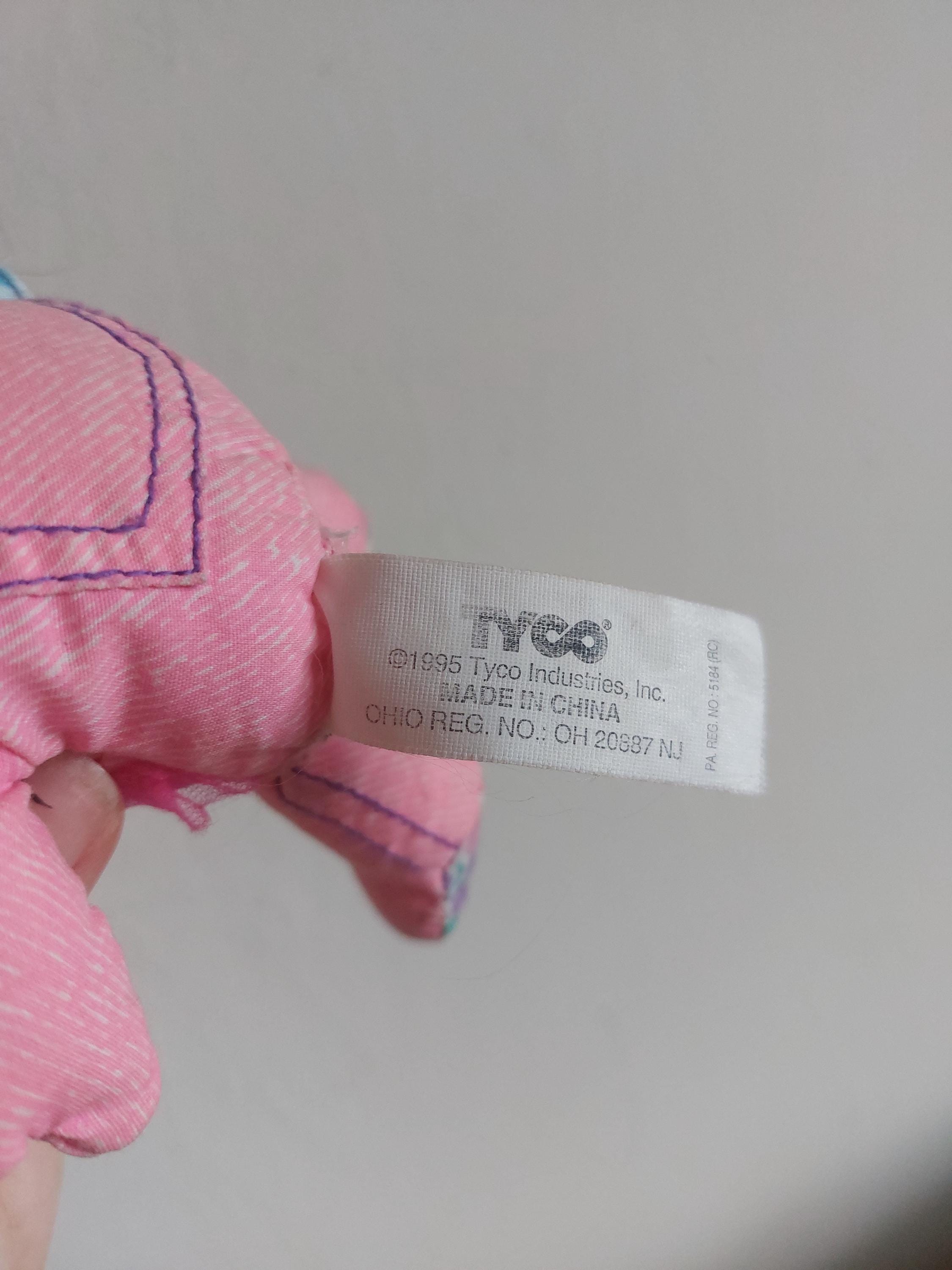 Vintage 1995 Tyco Pocket Doodle Bear Denim Pink Pink Stars Mini 6