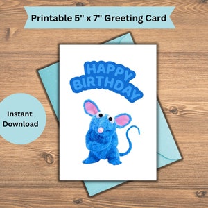 Descarga instantánea Oso en la gran casa azul Tarjeta de cumpleaños Tutter para niños tarjeta de cumpleaños de dibujos animados especiales tarjeta de ratón azul