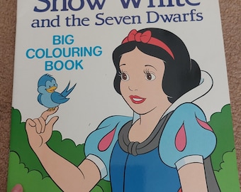 Libro para colorear vintage de Blancanieves y los siete enanitos, libro de mariquitas, nunca usado, idea de regalo nostálgica de los años 90, regalo vintage de Disney, manualidad para adultos