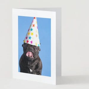 Instant download black PUG birthday card very cute dog birthday printable card same day card