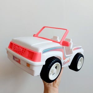 Vintage MATTEL 1994 White & Pink Barbie Doll Jeep Beach Cruiser Car Auto Toy