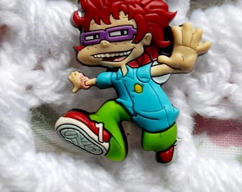 Vintage Rugrats Pin Badges all grown up, 2000's Nickelodeon Pin Badges, Tommy Pickles, Angelica Pickles, Chuckie & Lil, Rubber Badges