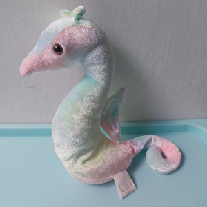Seahorse plush toy beanie baby oceancore pastel sea decor under the sea seaside decor nautical decor nautical nursery stuffed animal