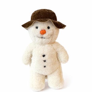 Vintage plysch snögubbe mjukisdjur | Retro jul samlarobjekt | 80-90-tals festlig dekoration | Nostalgisk julplysch | Present till samlare bild 1