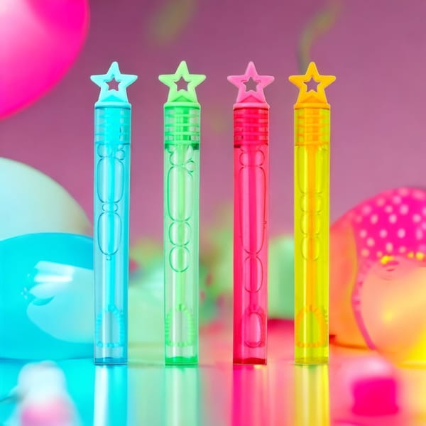 Childrens Party favours Rainbow Star Wand Bubble Tubes Girls Boys Kids Party Loot bag Fillers Favours neon wedding favour party photo prop
