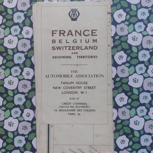 Schöne Vintage AA-Karte von Frankreich, Belgien, der Schweiz und angrenzenden Gebieten