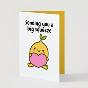 Thinking of You Card | Lemon | Sending a Big Squeeze cute lemon card