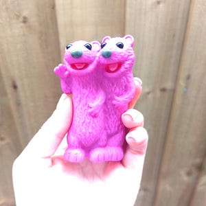 Vintage Bear in the big blue House Pip and Pop purple otter toy collectable toy art and collectibles desk toy book nook figurine