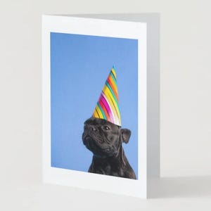 Instant download black PUG birthday card very cute dog birthday printable card same day card