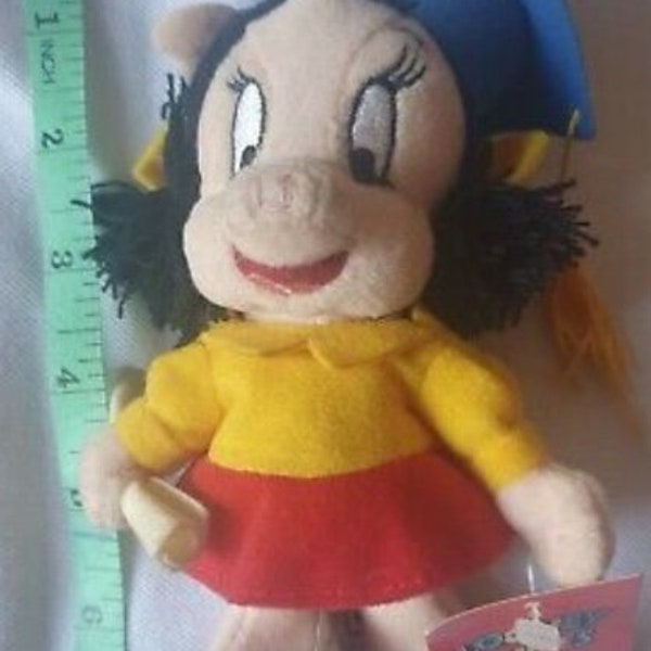 Warner Bros. Petunia the Pig "Graduate" animaniacs plush | baby looney tunes Mini Bean Bag Plush toy 7", 1999 vtg cartoon | stocking filler