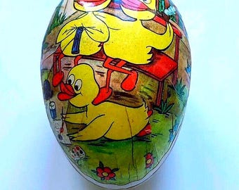 Vintage Papier Mache German Easter Egg Gift Box GDR Candy Chocolate Container