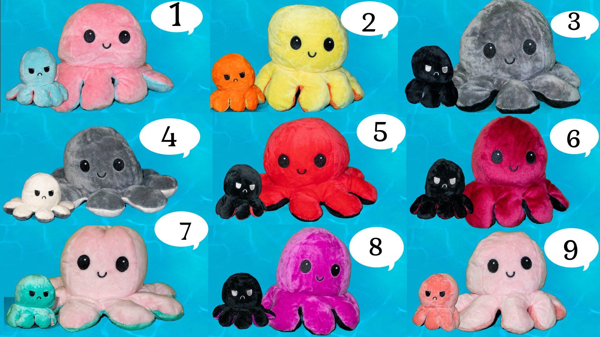 octopus stuffed soft plushie reversible stress toy office desk friend…