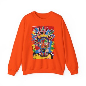 Class Crown Unisex Heavy Blend™ Sweatshirt Neo-Expressionist Basquiat Inspired Artistic Apparel Unique Urban Streetwear Fashion Bold Vibrant image 4