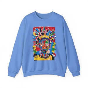 Class Crown Unisex Heavy Blend™ Sweatshirt Neo-Expressionist Basquiat Inspired Artistic Apparel Unique Urban Streetwear Fashion Bold Vibrant image 8