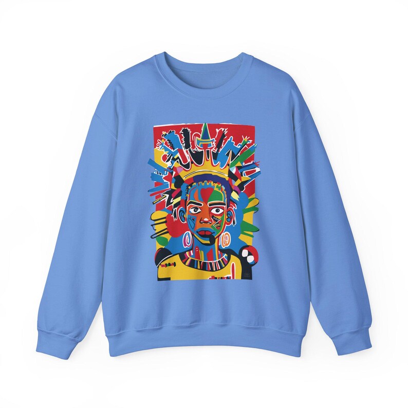Class Crown Unisex Heavy Blend™ Sweatshirt Neo-Expressionist Basquiat Inspired Artistic Apparel Unique Urban Streetwear Fashion Bold Vibrant image 8
