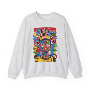 Class Crown Unisex Heavy Blend™ Sweatshirt Neo-Expressionist Basquiat Inspired Artistic Apparel Unique Urban Streetwear Fashion Bold Vibrant image 3