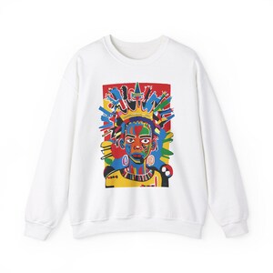 Class Crown Unisex Heavy Blend™ Sweatshirt Neo-Expressionist Basquiat Inspired Artistic Apparel Unique Urban Streetwear Fashion Bold Vibrant image 2