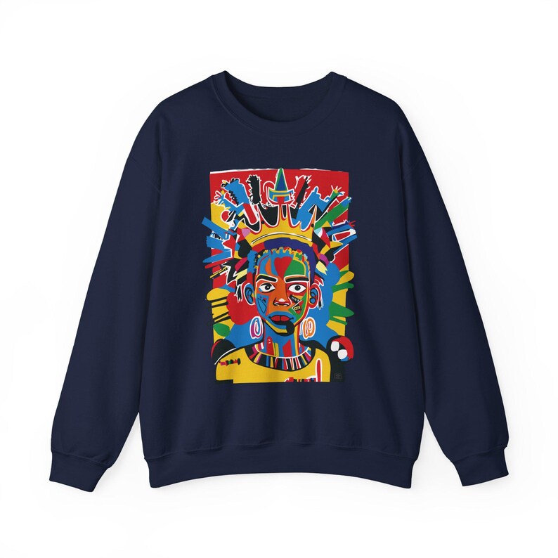 Class Crown Unisex Heavy Blend™ Sweatshirt Neo-Expressionist Basquiat Inspired Artistic Apparel Unique Urban Streetwear Fashion Bold Vibrant image 10