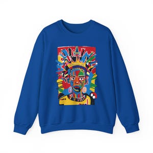 Class Crown Unisex Heavy Blend™ Sweatshirt Neo-Expressionist Basquiat Inspired Artistic Apparel Unique Urban Streetwear Fashion Bold Vibrant image 9
