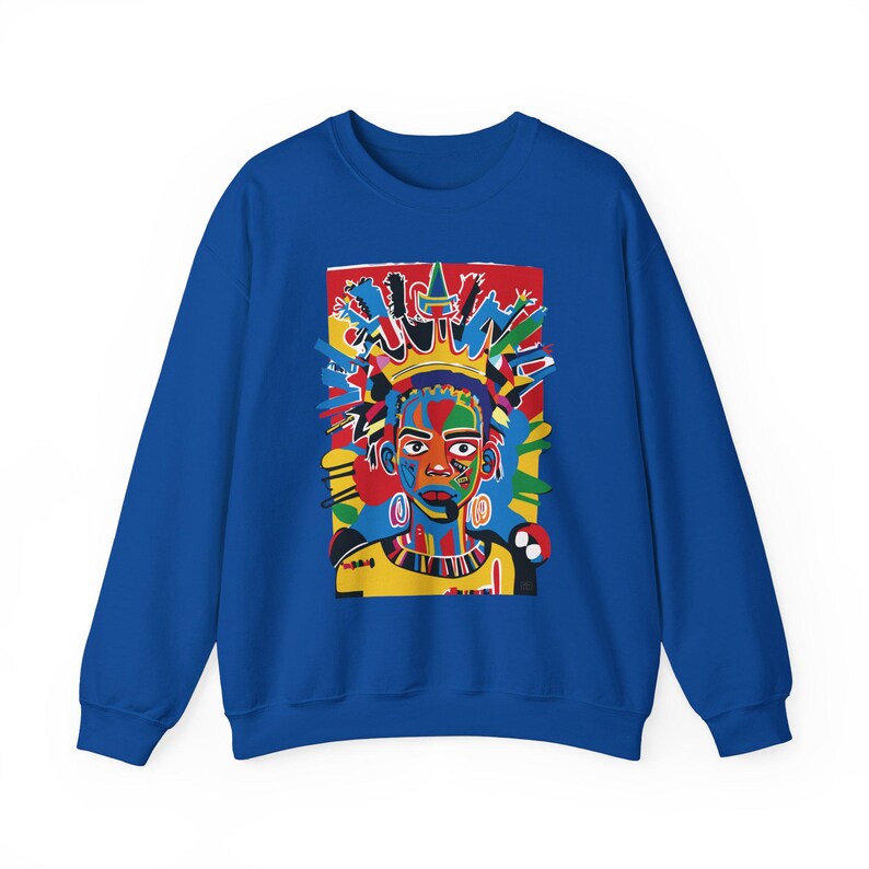 Class Crown Unisex Heavy Blend™ Sweatshirt Neo-Expressionist Basquiat Inspired Artistic Apparel Unique Urban Streetwear Fashion Bold Vibrant image 9
