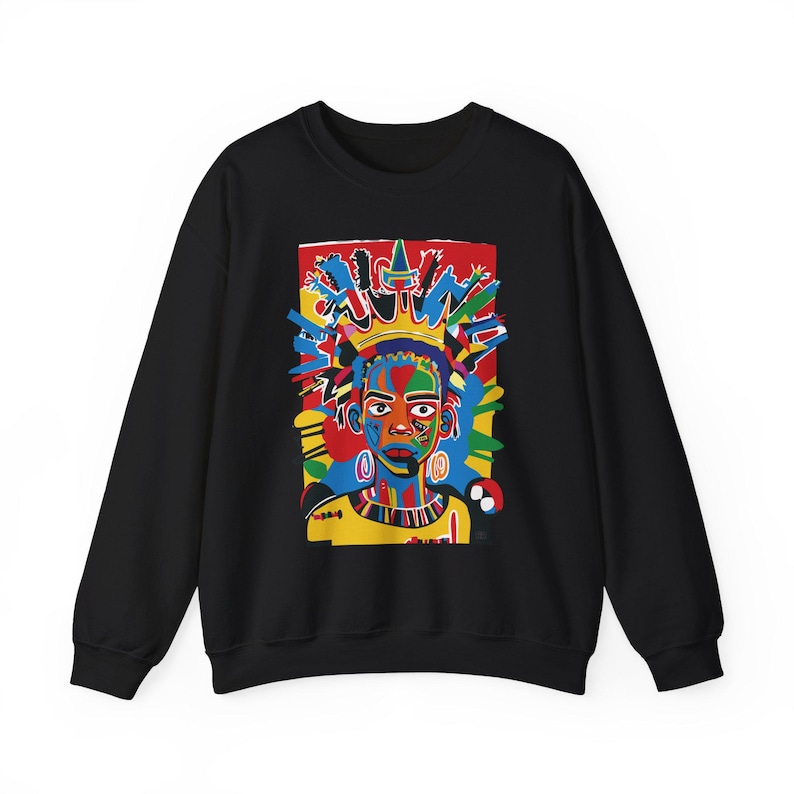 Class Crown Unisex Heavy Blend™ Sweatshirt Neo-Expressionist Basquiat Inspired Artistic Apparel Unique Urban Streetwear Fashion Bold Vibrant image 1