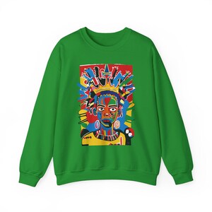 Class Crown Unisex Heavy Blend™ Sweatshirt Neo-Expressionist Basquiat Inspired Artistic Apparel Unique Urban Streetwear Fashion Bold Vibrant image 6
