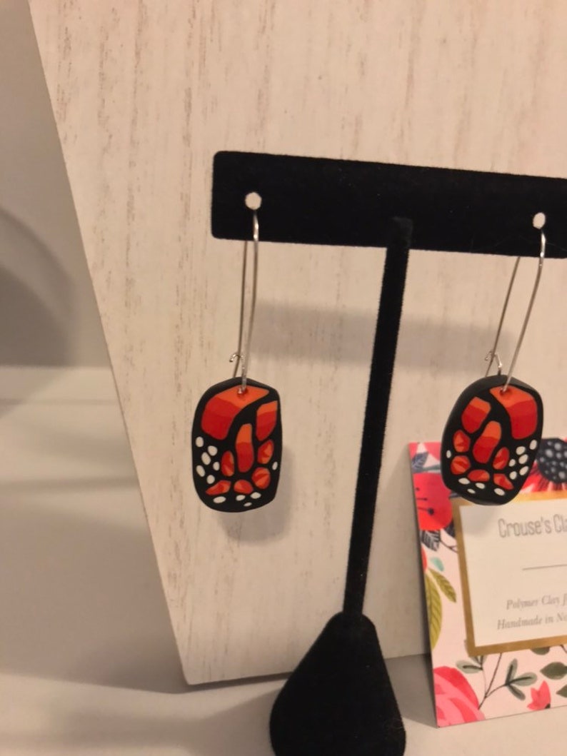 Unique polymer clay butterfly earrings